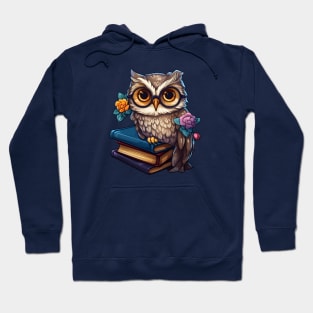 Owl with books studying floral Hoodie